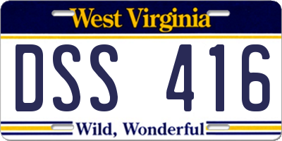 WV license plate DSS416