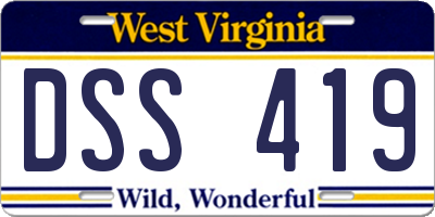 WV license plate DSS419