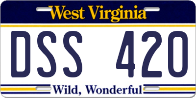 WV license plate DSS420