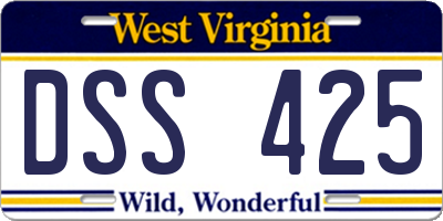 WV license plate DSS425