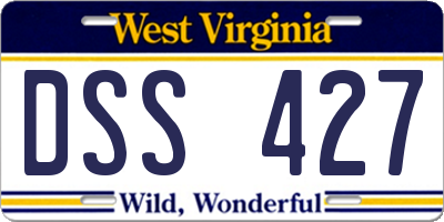 WV license plate DSS427