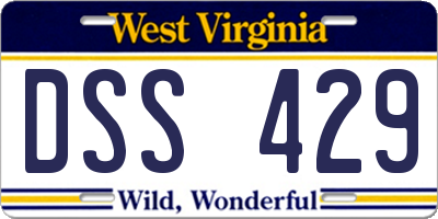 WV license plate DSS429