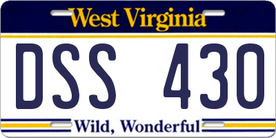 WV license plate DSS430