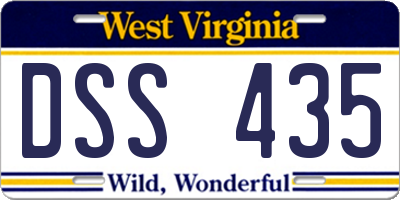 WV license plate DSS435