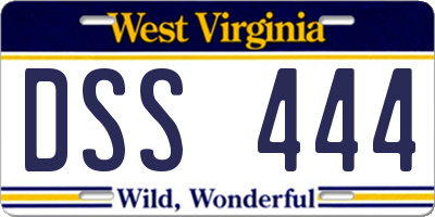 WV license plate DSS444