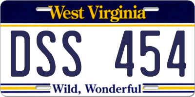 WV license plate DSS454