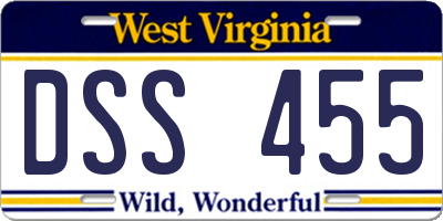 WV license plate DSS455
