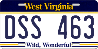 WV license plate DSS463