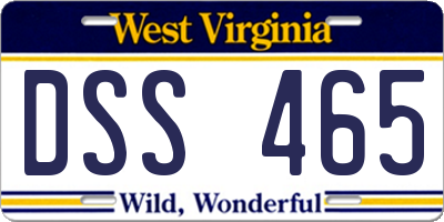 WV license plate DSS465