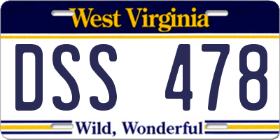 WV license plate DSS478