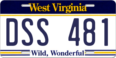 WV license plate DSS481
