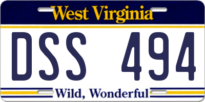WV license plate DSS494