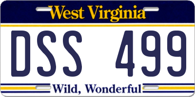 WV license plate DSS499