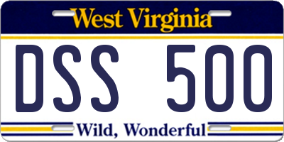 WV license plate DSS500