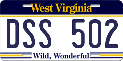 WV license plate DSS502