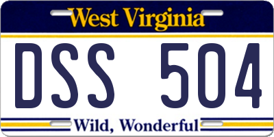 WV license plate DSS504
