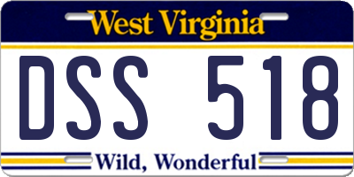 WV license plate DSS518