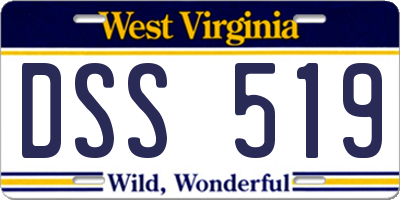 WV license plate DSS519