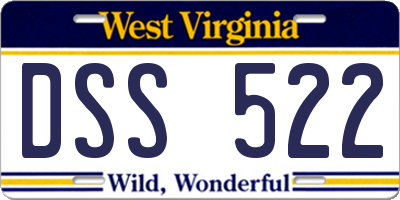 WV license plate DSS522