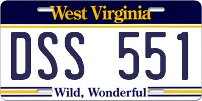 WV license plate DSS551