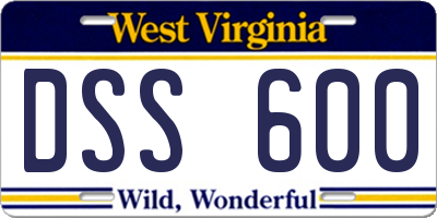 WV license plate DSS600