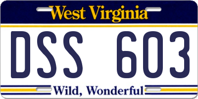 WV license plate DSS603