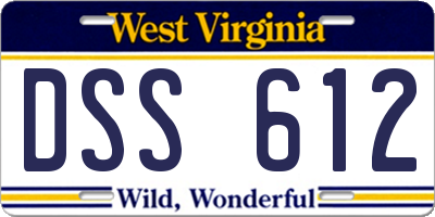 WV license plate DSS612