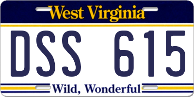 WV license plate DSS615