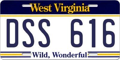 WV license plate DSS616