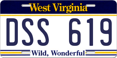 WV license plate DSS619