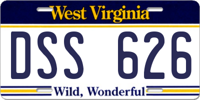WV license plate DSS626