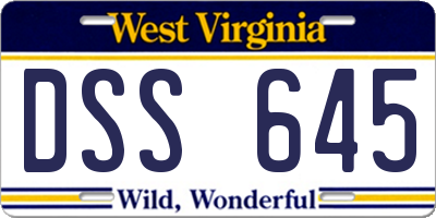 WV license plate DSS645