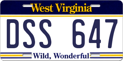 WV license plate DSS647
