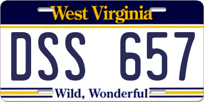 WV license plate DSS657