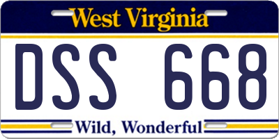 WV license plate DSS668