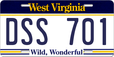 WV license plate DSS701