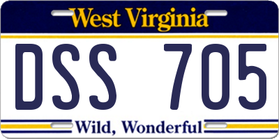 WV license plate DSS705