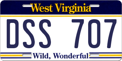 WV license plate DSS707