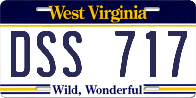 WV license plate DSS717