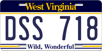 WV license plate DSS718