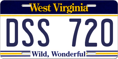 WV license plate DSS720