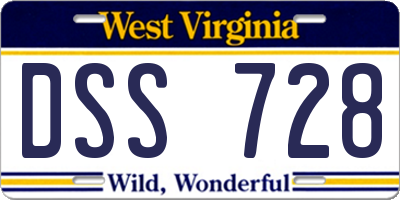 WV license plate DSS728