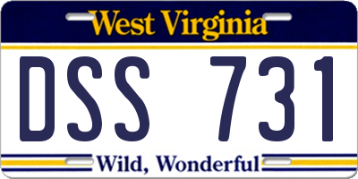 WV license plate DSS731