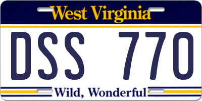 WV license plate DSS770