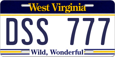 WV license plate DSS777