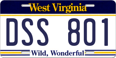 WV license plate DSS801
