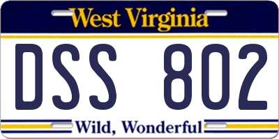 WV license plate DSS802