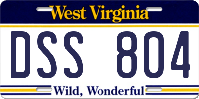 WV license plate DSS804