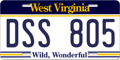 WV license plate DSS805