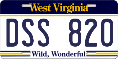 WV license plate DSS820